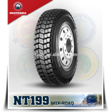 Neoterra container truck tire
Special Four-rid tread groove design makes 11R22.5 tyre
 